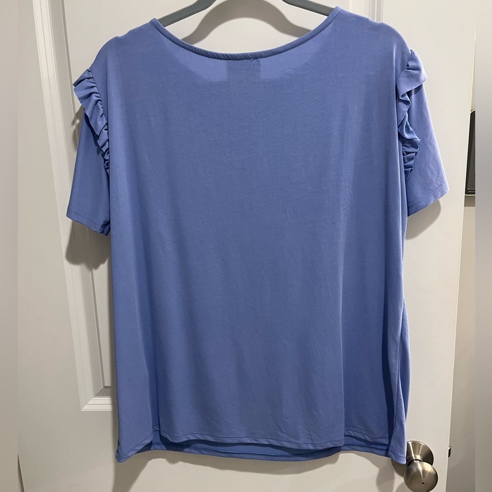 Blue Ruffle Sleeve Top - Picture 2 of 5